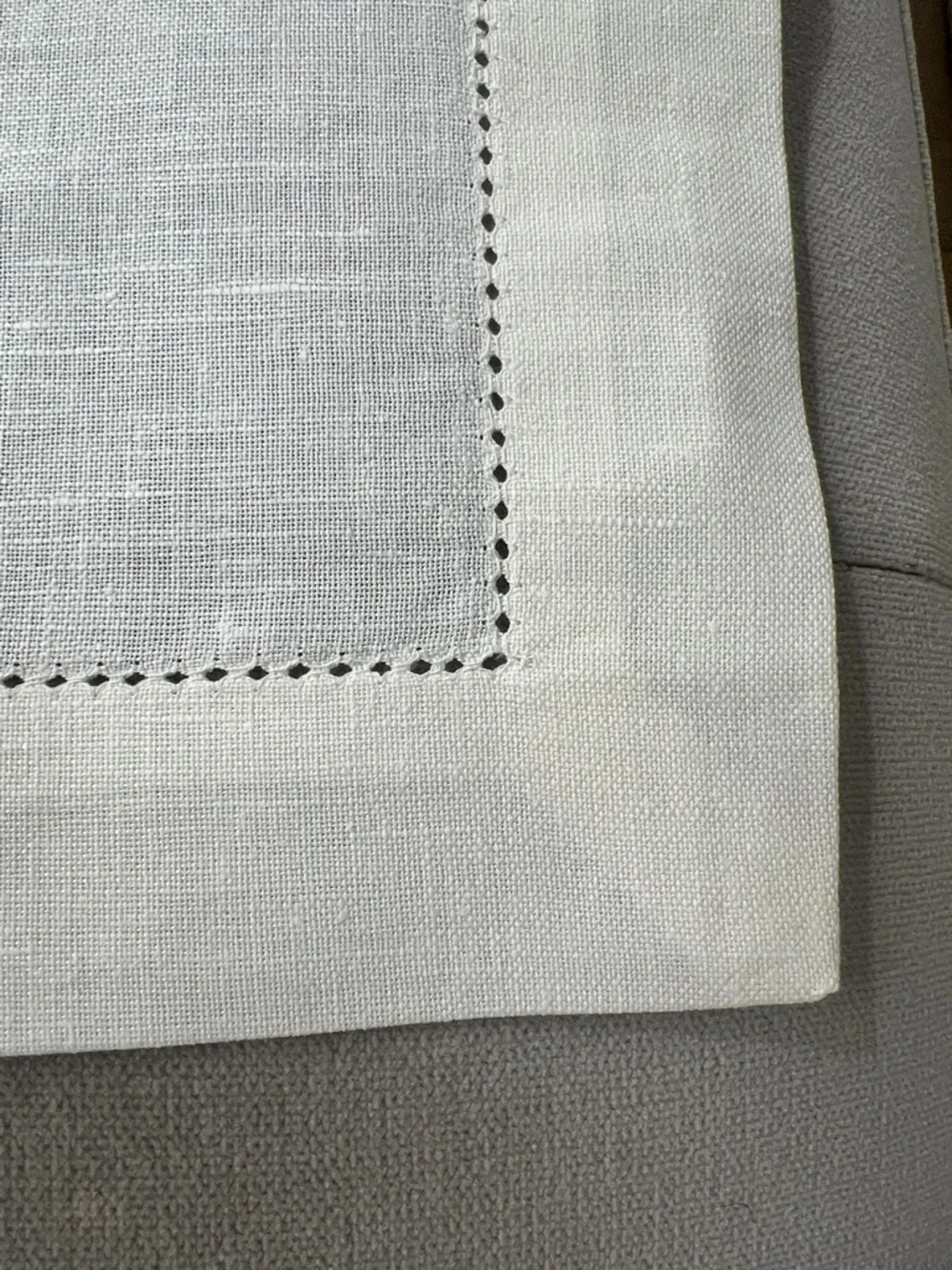 Two New Classic White Embroidered Linen Table Napkins_ Square 15.5 x 15.5 inch
